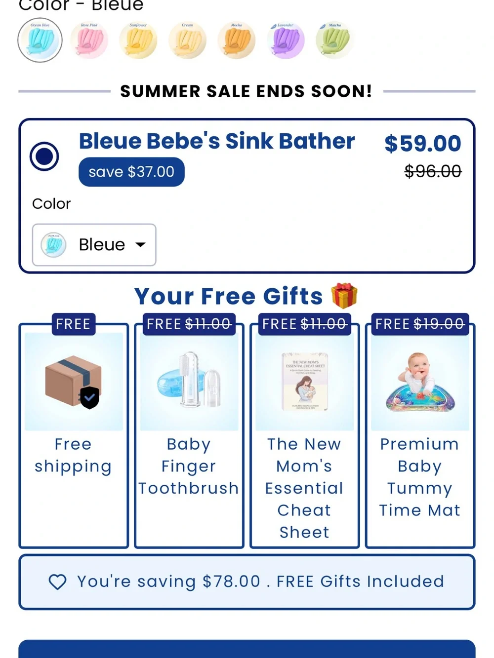 Soft Sink Baby Bath - Light Blue